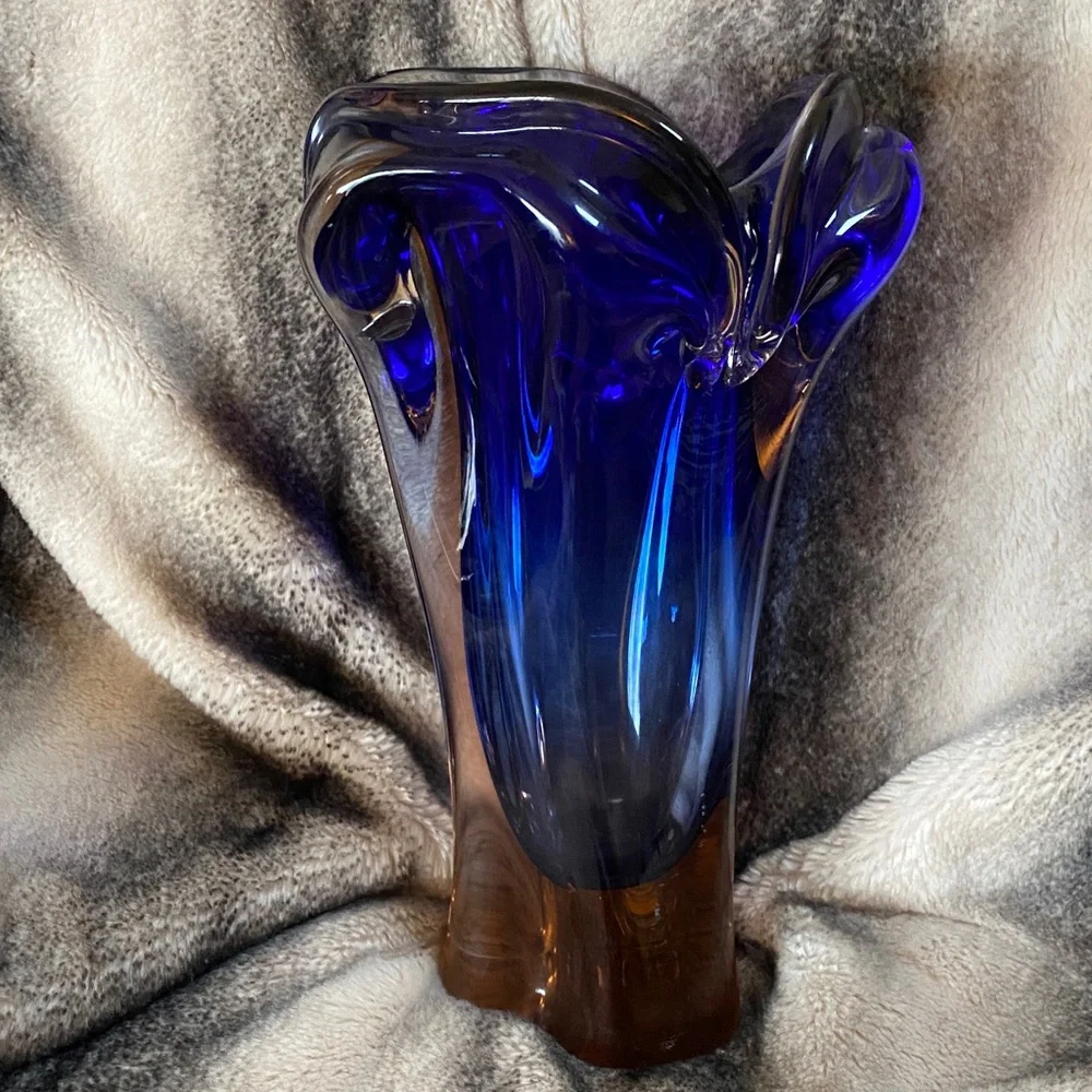 Stunning Very Heavy Multi Color Murano Style Vintage Large Vase - Picture 11 of 16